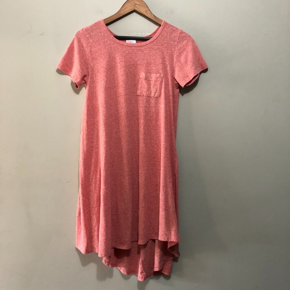 LulaRoe Short Sleeve T-shirt Dress w/ Chest Pocket Pink Size XSmall